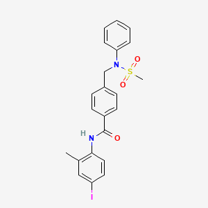 molecular formula C22H21IN2O3S B3640510 N-(4-iodo-2-methylphenyl)-4-{[(methylsulfonyl)(phenyl)amino]methyl}benzamide 
