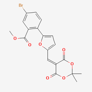 molecular formula C19H15BrO7 B3640712 Methyl 5-bromo-2-[5-[(2,2-dimethyl-4,6-dioxo-1,3-dioxan-5-ylidene)methyl]furan-2-yl]benzoate 