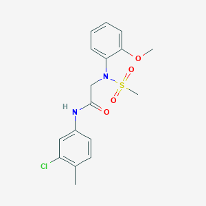 molecular formula C17H19ClN2O4S B3640733 N-(3-CHLORO-4-METHYLPHENYL)-2-[N-(2-METHOXYPHENYL)METHANESULFONAMIDO]ACETAMIDE 