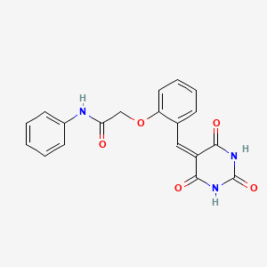 molecular formula C19H15N3O5 B3640757 N-phenyl-2-[2-[(2,4,6-trioxo-1,3-diazinan-5-ylidene)methyl]phenoxy]acetamide 