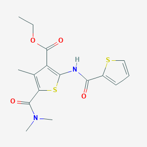 molecular formula C16H18N2O4S2 B3640933 ethyl 5-[(dimethylamino)carbonyl]-4-methyl-2-[(2-thienylcarbonyl)amino]-3-thiophenecarboxylate 