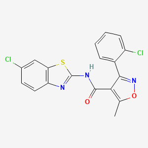 molecular formula C18H11Cl2N3O2S B3640986 N-(6-CHLORO-13-BENZOTHIAZOL-2-YL)-3-(2-CHLOROPHENYL)-5-METHYL-12-OXAZOLE-4-CARBOXAMIDE 