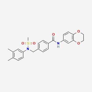 molecular formula C25H26N2O5S B3641060 N-(2,3-dihydro-1,4-benzodioxin-6-yl)-4-{[(3,4-dimethylphenyl)(methylsulfonyl)amino]methyl}benzamide 