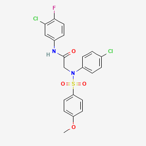 molecular formula C21H17Cl2FN2O4S B3641096 N-(3-chloro-4-fluorophenyl)-2-(4-chloro-N-(4-methoxyphenyl)sulfonylanilino)acetamide 