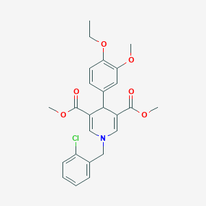 molecular formula C25H26ClNO6 B3641131 dimethyl 1-(2-chlorobenzyl)-4-(4-ethoxy-3-methoxyphenyl)-1,4-dihydro-3,5-pyridinedicarboxylate 