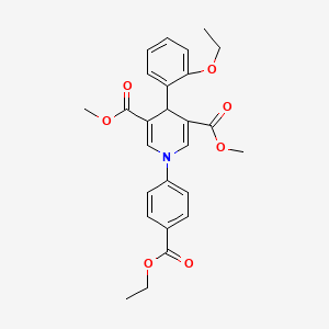 molecular formula C26H27NO7 B3641139 dimethyl 1-[4-(ethoxycarbonyl)phenyl]-4-(2-ethoxyphenyl)-1,4-dihydro-3,5-pyridinedicarboxylate 