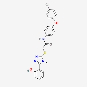 molecular formula C23H19ClN4O3S B3641148 N-[4-(4-chlorophenoxy)phenyl]-2-[[5-(2-hydroxyphenyl)-4-methyl-1,2,4-triazol-3-yl]sulfanyl]acetamide 