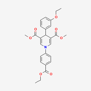 molecular formula C26H27NO7 B3641204 dimethyl 1-[4-(ethoxycarbonyl)phenyl]-4-(3-ethoxyphenyl)-1,4-dihydro-3,5-pyridinedicarboxylate 
