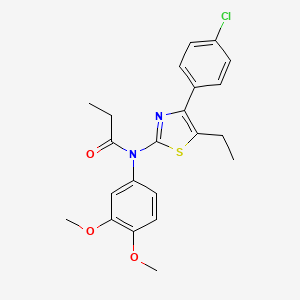 molecular formula C22H23ClN2O3S B3641211 N-[4-(4-chlorophenyl)-5-ethyl-1,3-thiazol-2-yl]-N-(3,4-dimethoxyphenyl)propanamide 
