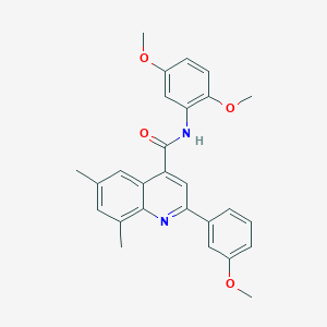 molecular formula C27H26N2O4 B3641242 N-(2,5-dimethoxyphenyl)-2-(3-methoxyphenyl)-6,8-dimethyl-4-quinolinecarboxamide 