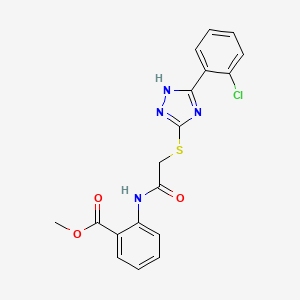molecular formula C18H15ClN4O3S B3641255 methyl 2-[({[5-(2-chlorophenyl)-1H-1,2,4-triazol-3-yl]thio}acetyl)amino]benzoate 