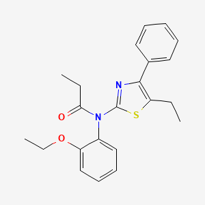 molecular formula C22H24N2O2S B3641319 N-(2-ethoxyphenyl)-N-(5-ethyl-4-phenyl-1,3-thiazol-2-yl)propanamide 