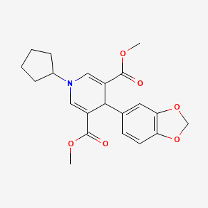 molecular formula C21H23NO6 B3641331 dimethyl 4-(1,3-benzodioxol-5-yl)-1-cyclopentyl-1,4-dihydro-3,5-pyridinedicarboxylate 