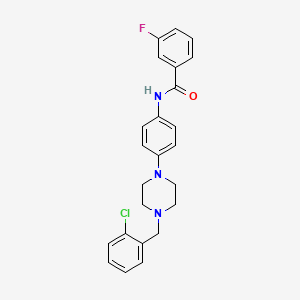 molecular formula C24H23ClFN3O B3641355 N-{4-[4-(2-chlorobenzyl)piperazin-1-yl]phenyl}-3-fluorobenzamide 