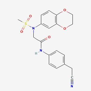 molecular formula C19H19N3O5S B3641424 N-[4-(cyanomethyl)phenyl]-N~2~-(2,3-dihydro-1,4-benzodioxin-6-yl)-N~2~-(methylsulfonyl)glycinamide 