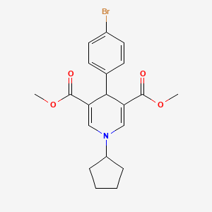 molecular formula C20H22BrNO4 B3641519 dimethyl 4-(4-bromophenyl)-1-cyclopentyl-1,4-dihydro-3,5-pyridinedicarboxylate 