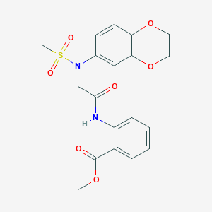 molecular formula C19H20N2O7S B3641606 methyl 2-{[N-(2,3-dihydro-1,4-benzodioxin-6-yl)-N-(methylsulfonyl)glycyl]amino}benzoate 
