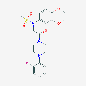 molecular formula C21H24FN3O5S B3641754 N-(2,3-dihydro-1,4-benzodioxin-6-yl)-N-{2-[4-(2-fluorophenyl)piperazin-1-yl]-2-oxoethyl}methanesulfonamide 