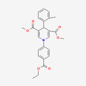 molecular formula C25H25NO6 B3641761 dimethyl 1-[4-(ethoxycarbonyl)phenyl]-4-(2-methylphenyl)-1,4-dihydro-3,5-pyridinedicarboxylate 