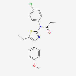 molecular formula C21H21ClN2O2S B3641788 N-(4-chlorophenyl)-N-[5-ethyl-4-(4-methoxyphenyl)-1,3-thiazol-2-yl]propanamide 