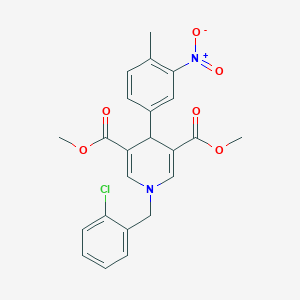 molecular formula C23H21ClN2O6 B3641823 dimethyl 1-(2-chlorobenzyl)-4-(4-methyl-3-nitrophenyl)-1,4-dihydro-3,5-pyridinedicarboxylate 