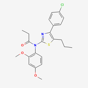 molecular formula C23H25ClN2O3S B3641863 N-[4-(4-chlorophenyl)-5-propyl-1,3-thiazol-2-yl]-N-(2,4-dimethoxyphenyl)propanamide 
