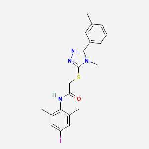 molecular formula C20H21IN4OS B3641970 N-(4-iodo-2,6-dimethylphenyl)-2-{[4-methyl-5-(3-methylphenyl)-4H-1,2,4-triazol-3-yl]sulfanyl}acetamide 