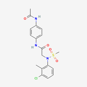 molecular formula C18H20ClN3O4S B3642111 N~1~-[4-(acetylamino)phenyl]-N~2~-(3-chloro-2-methylphenyl)-N~2~-(methylsulfonyl)glycinamide 