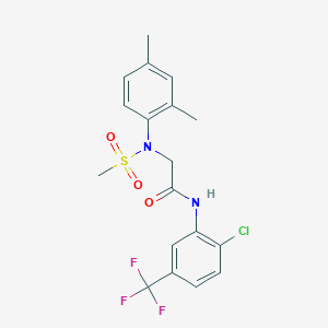 molecular formula C18H18ClF3N2O3S B3642117 N~1~-[2-chloro-5-(trifluoromethyl)phenyl]-N~2~-(2,4-dimethylphenyl)-N~2~-(methylsulfonyl)glycinamide 