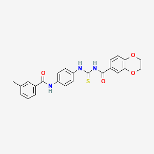 molecular formula C24H21N3O4S B3642179 N-[({4-[(3-methylbenzoyl)amino]phenyl}amino)carbonothioyl]-2,3-dihydro-1,4-benzodioxine-6-carboxamide 