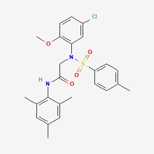 molecular formula C25H27ClN2O4S B3642229 N~2~-(5-chloro-2-methoxyphenyl)-N~2~-[(4-methylphenyl)sulfonyl]-N-(2,4,6-trimethylphenyl)glycinamide 