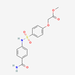 molecular formula C16H16N2O6S B3642378 methyl [4-({[4-(aminocarbonyl)phenyl]amino}sulfonyl)phenoxy]acetate 