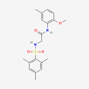 molecular formula C19H24N2O4S B3642382 N-(2-methoxy-5-methylphenyl)-2-[(2,4,6-trimethylphenyl)sulfonylamino]acetamide 