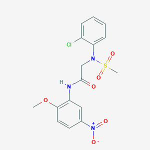 molecular formula C16H16ClN3O6S B3642390 N~2~-(2-chlorophenyl)-N~1~-(2-methoxy-5-nitrophenyl)-N~2~-(methylsulfonyl)glycinamide 
