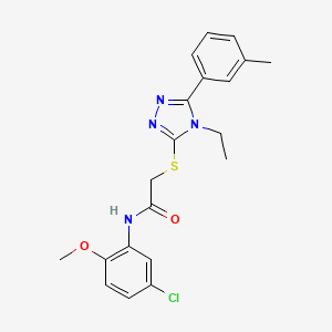 molecular formula C20H21ClN4O2S B3642471 N-(5-chloro-2-methoxyphenyl)-2-{[4-ethyl-5-(3-methylphenyl)-4H-1,2,4-triazol-3-yl]sulfanyl}acetamide 