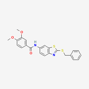 molecular formula C23H20N2O3S2 B3642731 N-[2-(benzylsulfanyl)-1,3-benzothiazol-6-yl]-3,4-dimethoxybenzamide 