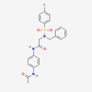 molecular formula C23H22FN3O4S B3642889 N-(4-acetamidophenyl)-2-[benzyl-(4-fluorophenyl)sulfonylamino]acetamide 