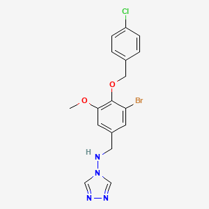 molecular formula C17H16BrClN4O2 B3642905 N-[[3-bromo-4-[(4-chlorophenyl)methoxy]-5-methoxyphenyl]methyl]-1,2,4-triazol-4-amine 