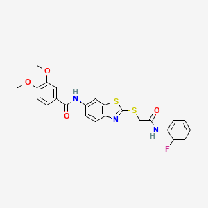 molecular formula C24H20FN3O4S2 B3642935 N-[2-({2-[(2-fluorophenyl)amino]-2-oxoethyl}sulfanyl)-1,3-benzothiazol-6-yl]-3,4-dimethoxybenzamide 
