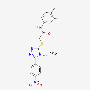 molecular formula C21H21N5O3S B3643017 N-(3,4-dimethylphenyl)-2-{[5-(4-nitrophenyl)-4-(prop-2-en-1-yl)-4H-1,2,4-triazol-3-yl]sulfanyl}acetamide 