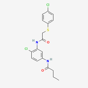 molecular formula C18H18Cl2N2O2S B3643133 N-[4-chloro-3-({[(4-chlorophenyl)thio]acetyl}amino)phenyl]butanamide 