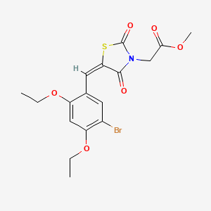 molecular formula C17H18BrNO6S B3643254 methyl [(5E)-5-(5-bromo-2,4-diethoxybenzylidene)-2,4-dioxo-1,3-thiazolidin-3-yl]acetate 