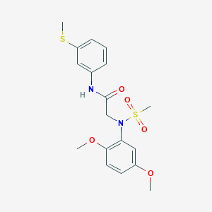 molecular formula C18H22N2O5S2 B3643267 N~2~-(2,5-dimethoxyphenyl)-N~2~-(methylsulfonyl)-N~1~-[3-(methylthio)phenyl]glycinamide 