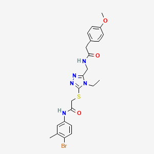 molecular formula C23H26BrN5O3S B3643815 N-(4-bromo-3-methylphenyl)-2-{[4-ethyl-5-({[(4-methoxyphenyl)acetyl]amino}methyl)-4H-1,2,4-triazol-3-yl]sulfanyl}acetamide 