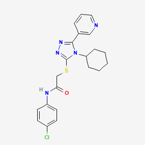 molecular formula C21H22ClN5OS B3643903 N-(4-chlorophenyl)-2-{[4-cyclohexyl-5-(pyridin-3-yl)-4H-1,2,4-triazol-3-yl]sulfanyl}acetamide 