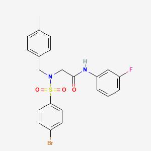 molecular formula C22H20BrFN2O3S B3643963 N~2~-[(4-bromophenyl)sulfonyl]-N~1~-(3-fluorophenyl)-N~2~-(4-methylbenzyl)glycinamide 