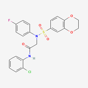 molecular formula C22H18ClFN2O5S B3644257 N~1~-(2-chlorophenyl)-N~2~-(2,3-dihydro-1,4-benzodioxin-6-ylsulfonyl)-N~2~-(4-fluorophenyl)glycinamide 