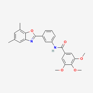 molecular formula C25H24N2O5 B3644281 N-[3-(5,7-dimethyl-1,3-benzoxazol-2-yl)phenyl]-3,4,5-trimethoxybenzamide 