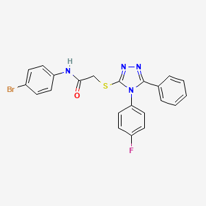 molecular formula C22H16BrFN4OS B3644422 N-(4-bromophenyl)-2-{[4-(4-fluorophenyl)-5-phenyl-4H-1,2,4-triazol-3-yl]thio}acetamide 