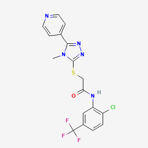 molecular formula C17H13ClF3N5OS B3644634 N-[2-chloro-5-(trifluoromethyl)phenyl]-2-{[4-methyl-5-(pyridin-4-yl)-4H-1,2,4-triazol-3-yl]sulfanyl}acetamide 